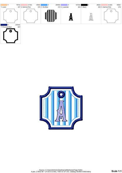 Striped Bag Tag Charm Monogram