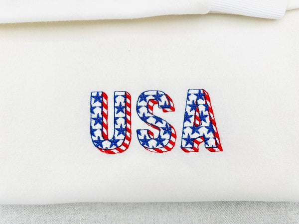 Patriotic FONT fill stitch stars and stripes patterned alphabet American flag Monogram machine embroidery designs