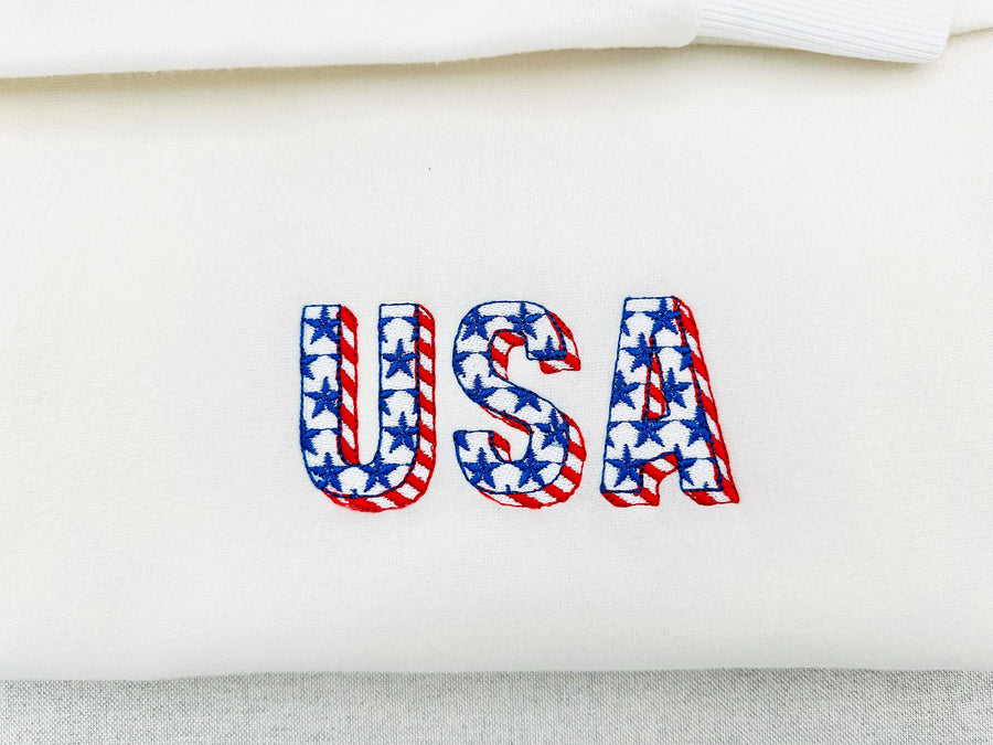 Patriotic FONT fill stitch stars and stripes patterned alphabet American flag Monogram machine embroidery designs