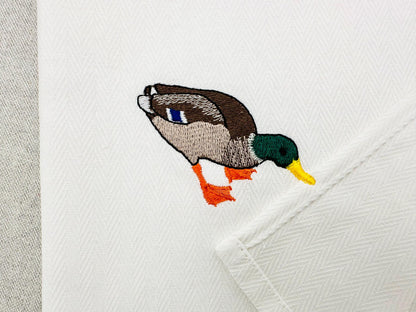 Naughty Mallard wild Duck stealing kitchen dish towel machine embroidery designs ITH