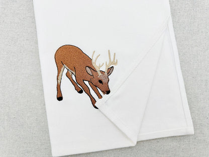 Playing Buck Deer stealing kitchen dish towel wild animal thief machine embroidery designs ITH