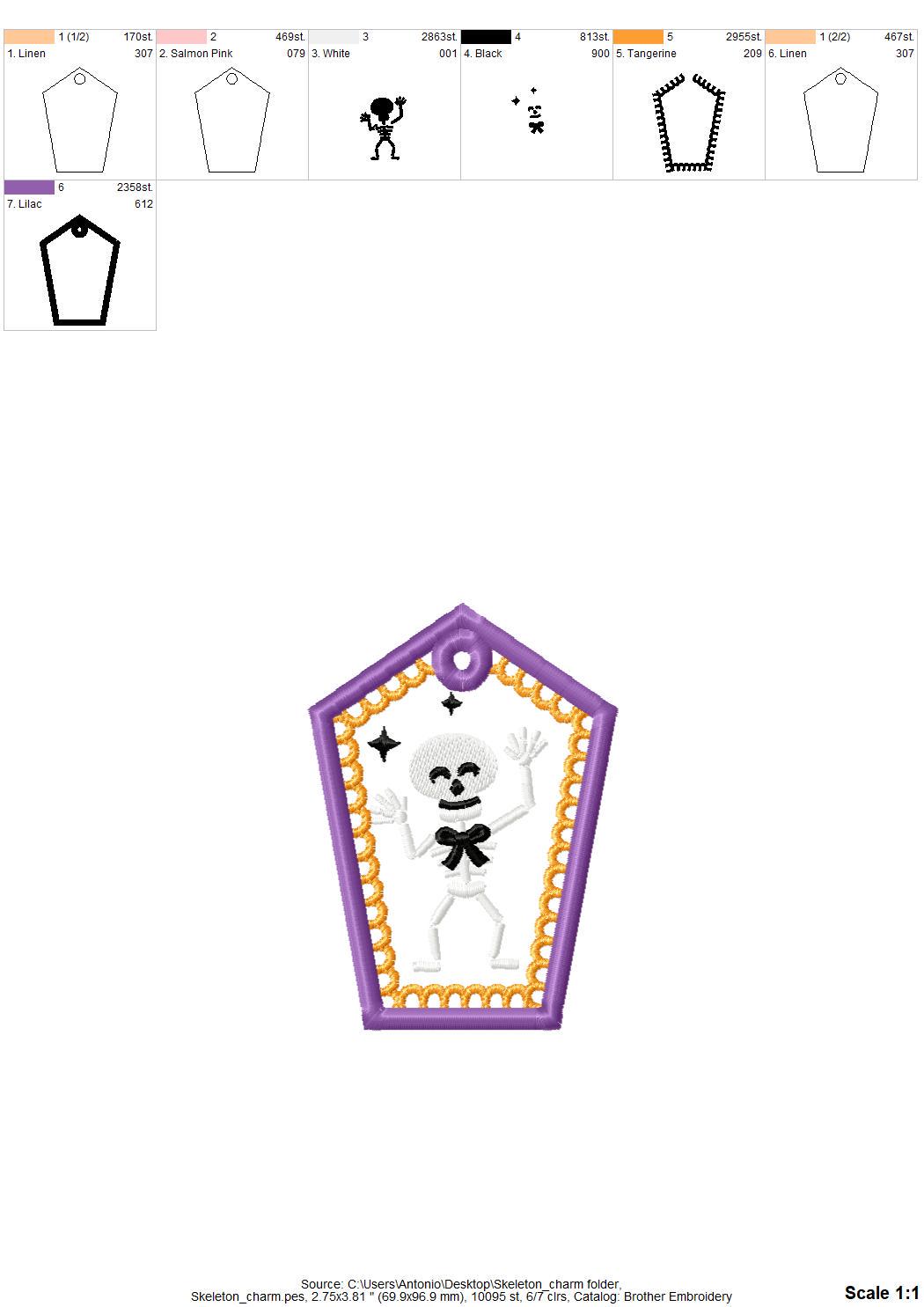 Dancing Skeleton Bag Tag Charm