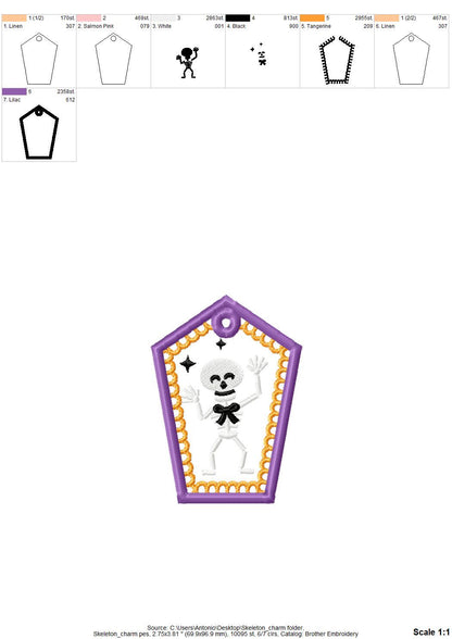 Dancing Skeleton Bag Tag Charm