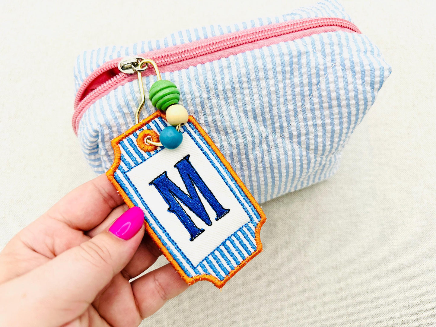 Old-fashioned Bag Tag Charm Monogram Font and Blank Tag SET simply in the hoop gift idea machine embroidery designs ITH