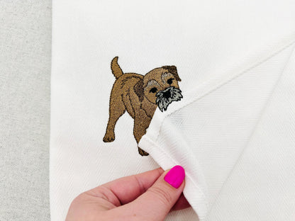 Playing Border Terrier Puppy Dog Mama kitchen dish towel pet animal thief machine embroidery designs ITH