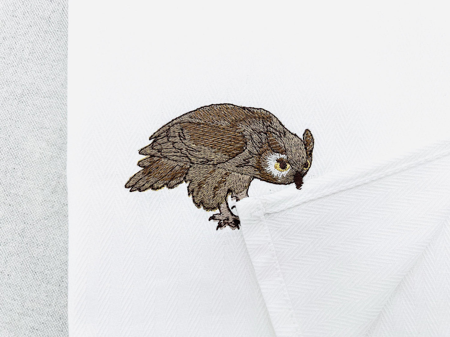 Owl wild bird stealing kitchen dish towel animal thief kids machine embroidery designs ITH