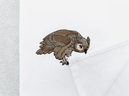 Owl wild bird stealing kitchen dish towel animal thief kids machine embroidery designs ITH