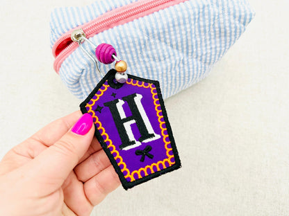 Spooky Halloween Bag Tag Charm Monogram Font A-Z in the hoop gift idea machine embroidery designs ITH