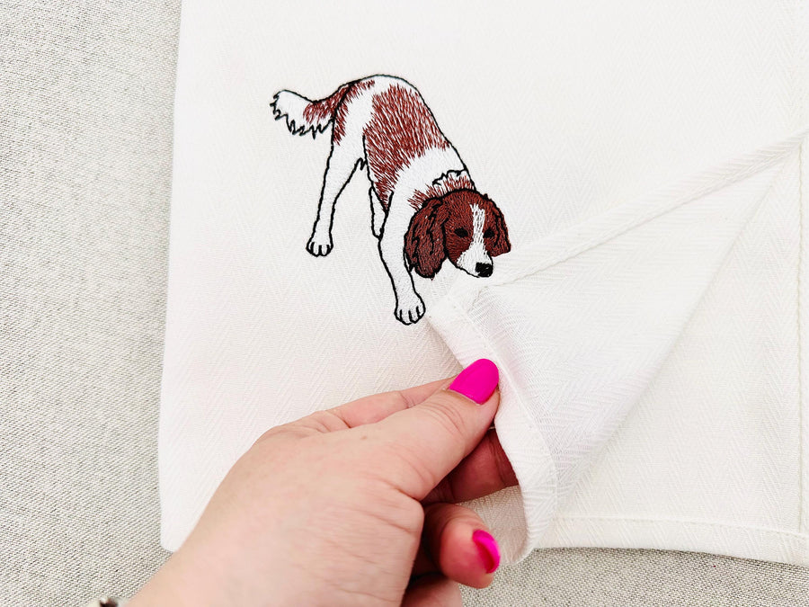 Playing Springer Spaniel Puppy Dog Mama kitchen dish towel pet animal machine embroidery designs ITH
