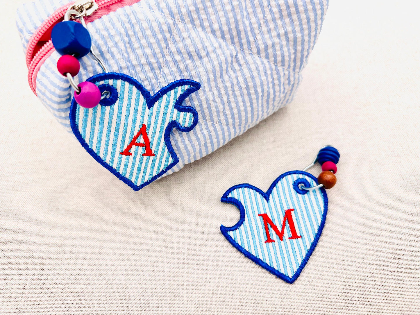Split Heart Puzzle Bag Tag Charm