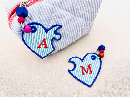 Split Heart Puzzle Bag Tag Charm
