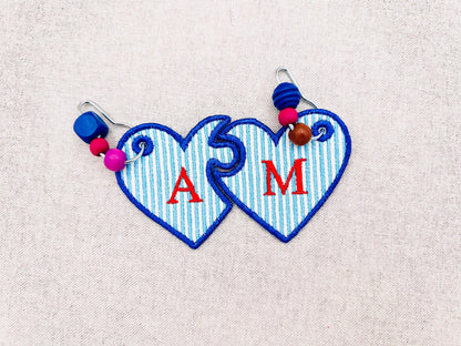 Split Heart Puzzle Bag Tag Charm