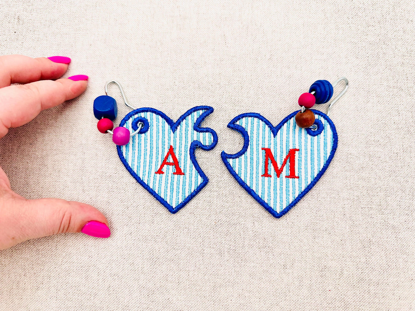 Split Heart Puzzle Bag Tag Charm