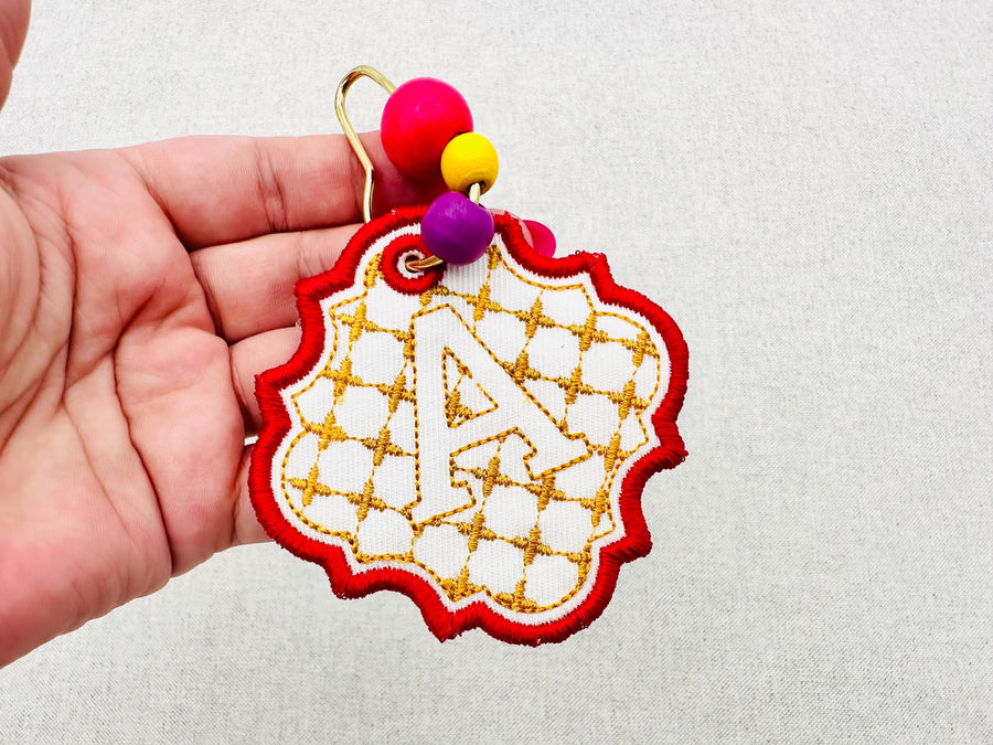 Chic Monogram Bag Tag Charm framed simply in the hoop gift idea machine embroidery designs ITH