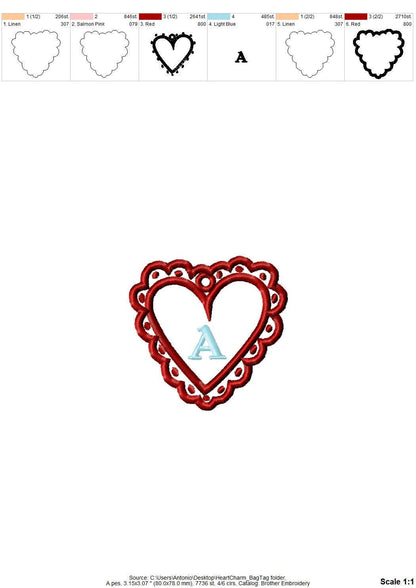 Heart Monogram Bag Tag Charm