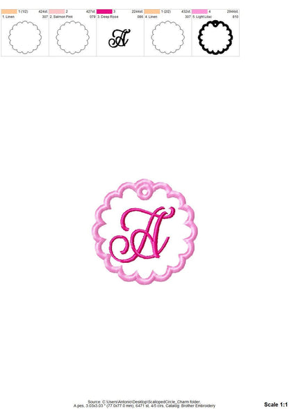Scalloped Circle Bag Tag Charm