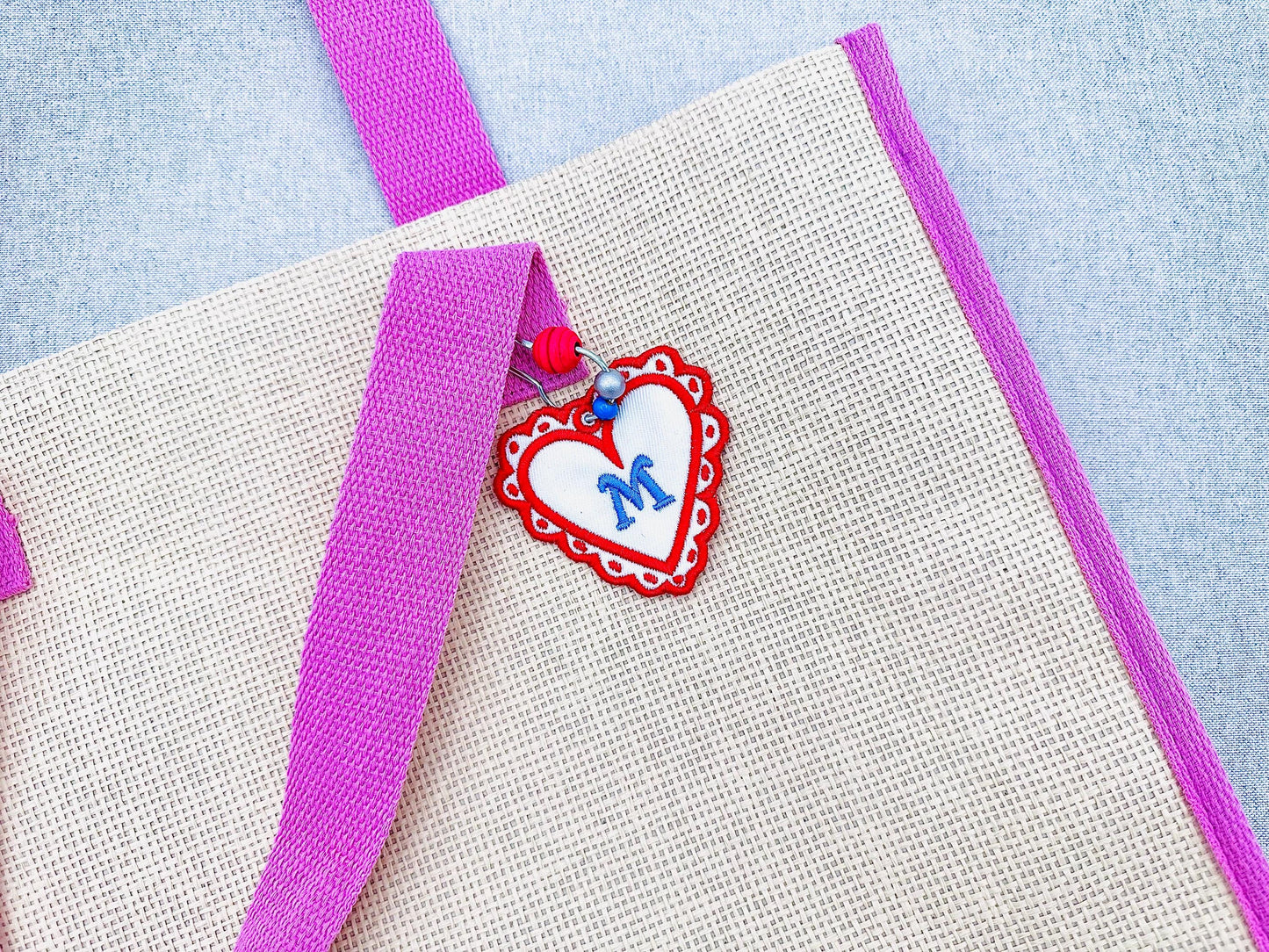 Heart shape Bag Tag Charm Monogram Font and Blank Tag SET in the hoop girls Valentines Day gift idea machine embroidery designs ITH