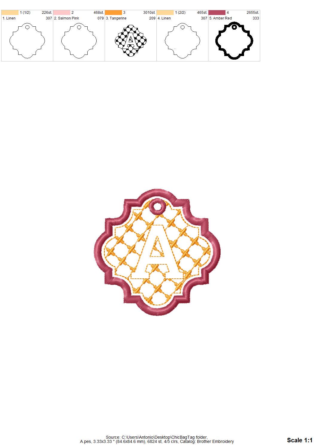 Chic Monogram Bag Tag Charm