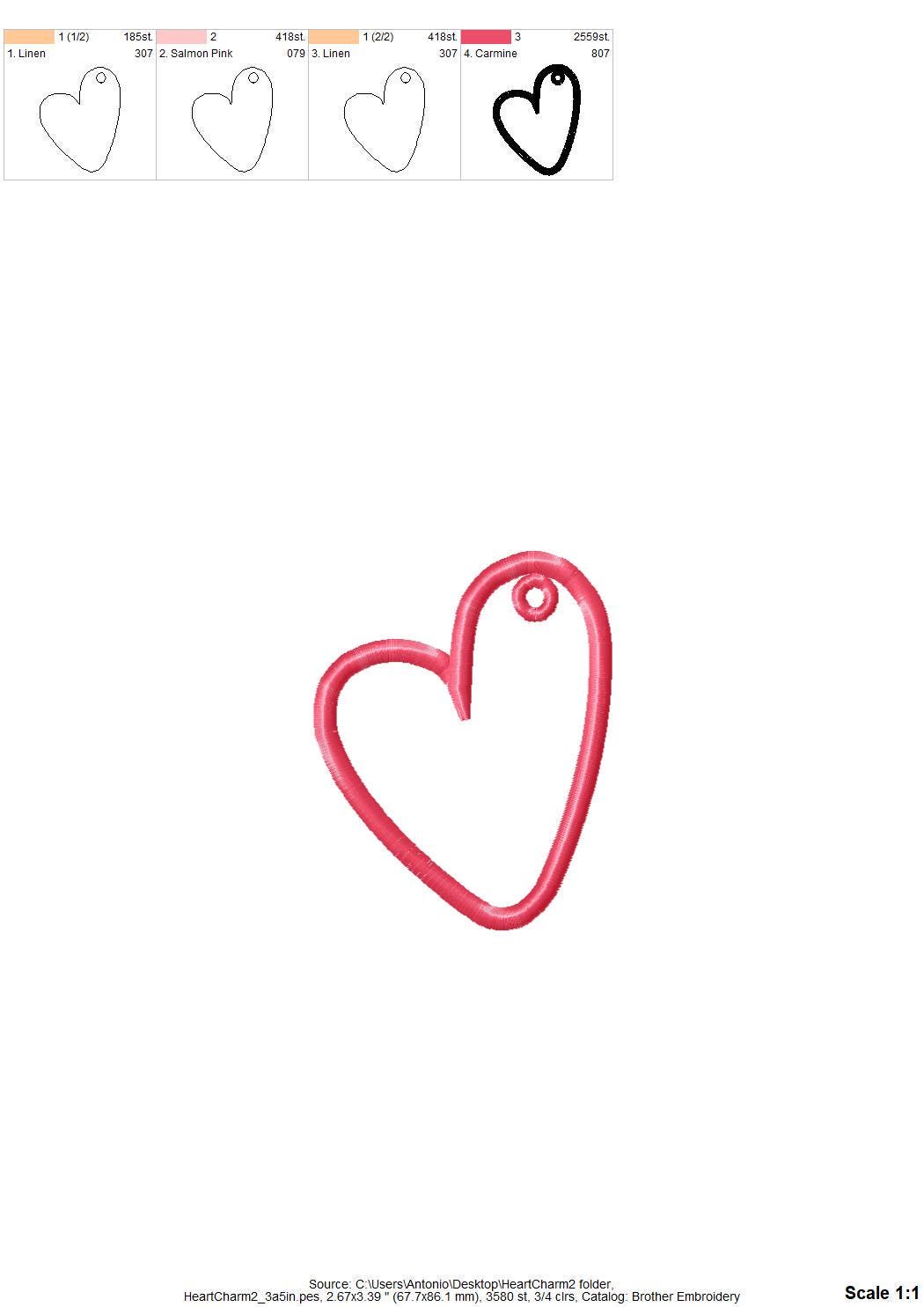 Lovely Heart Bag Tag Charm