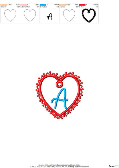 FSL Lace Heart Bag Tag Charm
