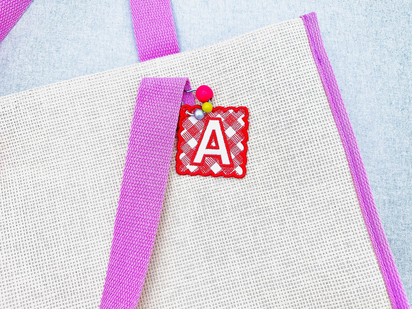 Scalloped Square Bag Tag Charm