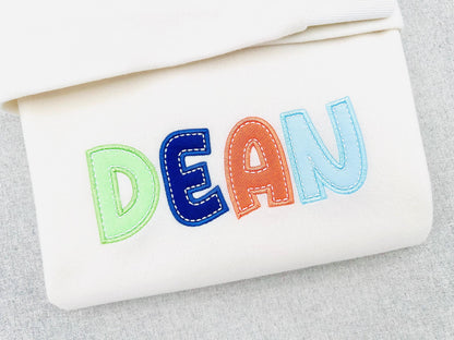 Applique FONT Flutter Top satin stitch and hand stitch effect outline Alphabet Monogram machine embroidery designs sizes