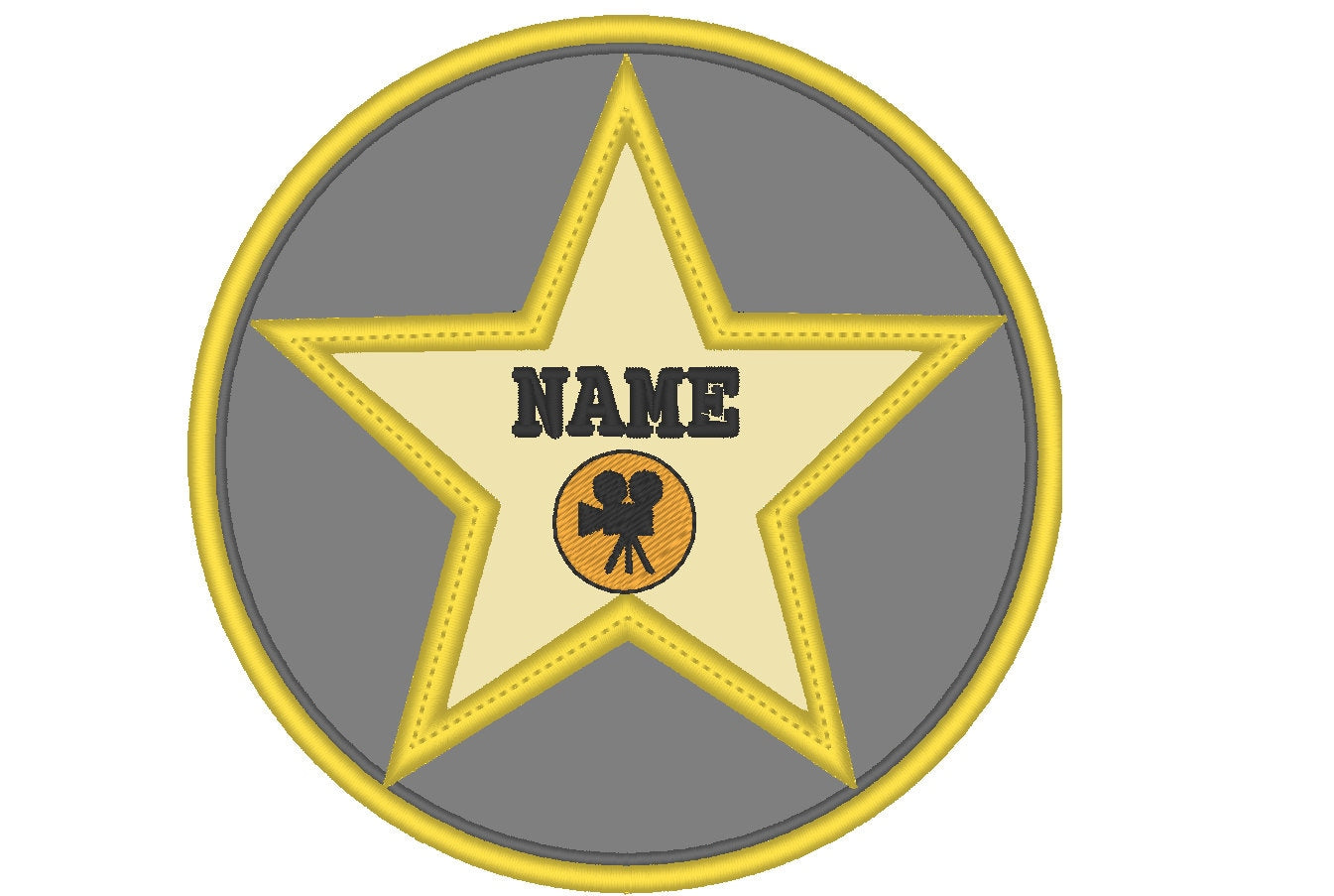 Movie Star Applique and Font – Embroidery 4" 5" 6" 7" 0.4" 0.5" | BX PES DST JEF | Artapli