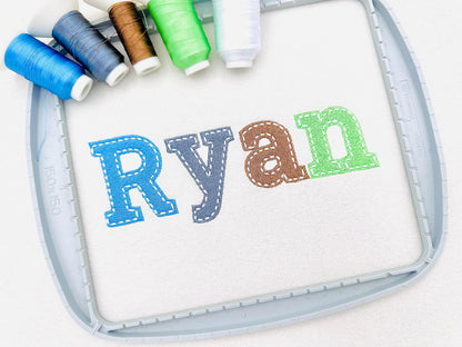 Fill stitch FONT Rowan with hand-stitch look on top Block Font machine embroidery designs Alphabet Monogram