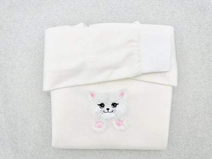 little fluffy Kitty Cat Kitten fringed fluffy Paws fringe fur machine embroidery designs