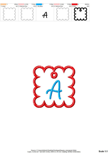 Scalloped Square Bag Tag Charm