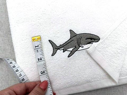Naughty Shark Oceanic Fish Animal stealing kitchen dish towel sealife Thief machine embroidery designs ITH