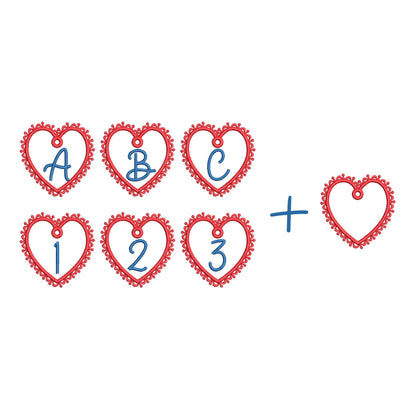 FSL Lace Heart Bag Tag Charm