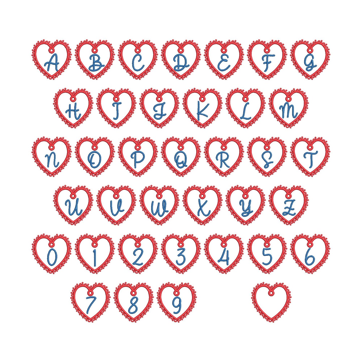 FSL Lace Heart Bag Tag Charm