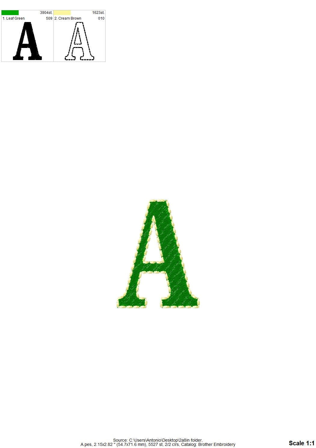 Fill stitch Font Nolan