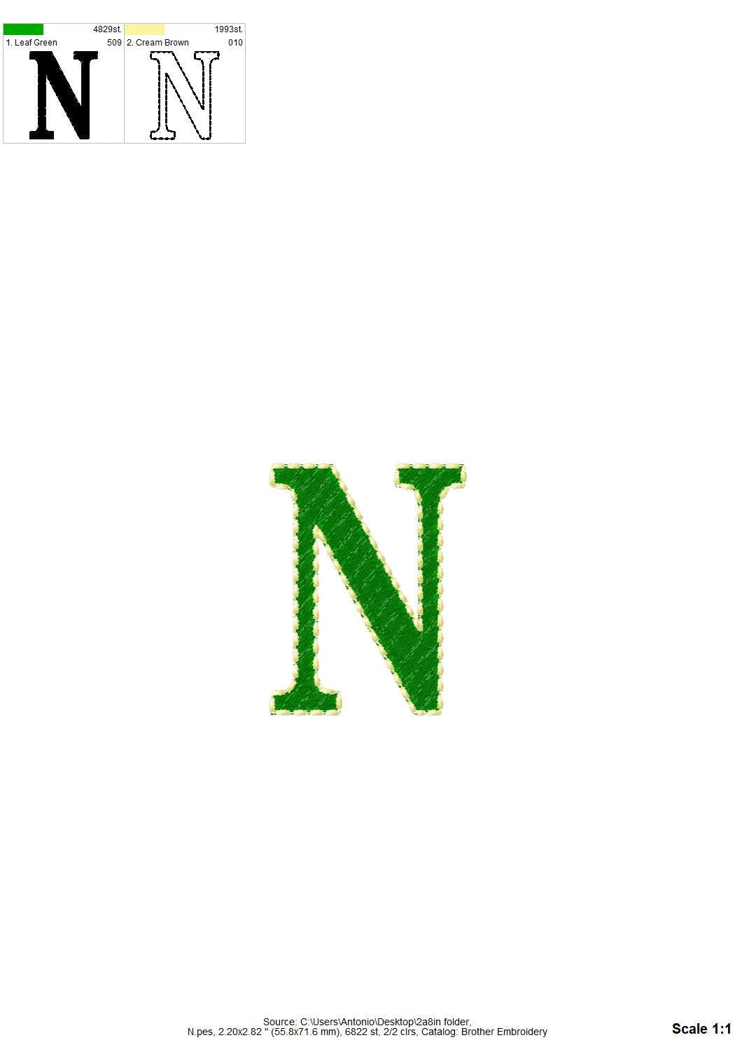 Fill stitch Font Nolan