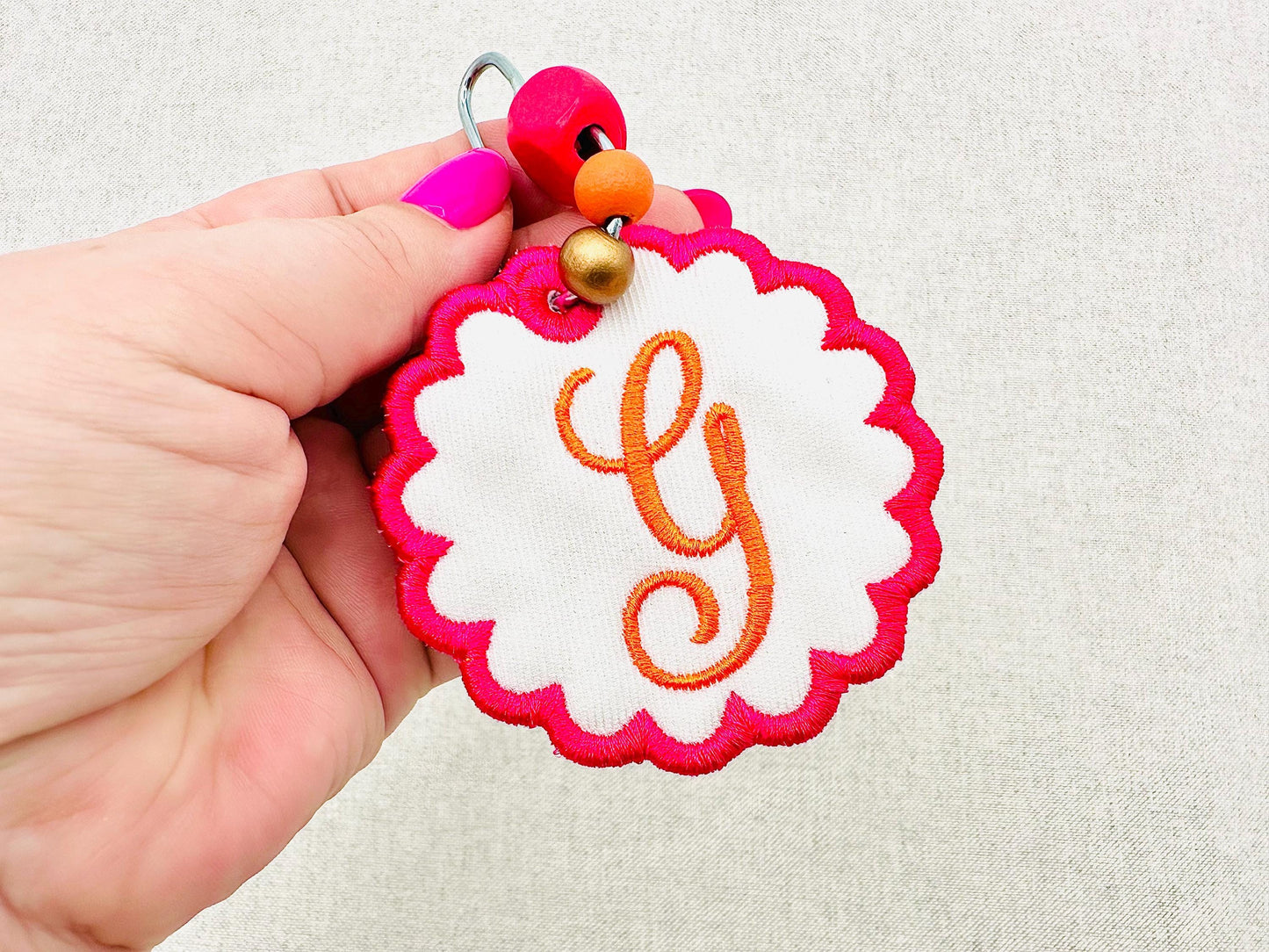 Scalloped Circle Bag Tag Charm