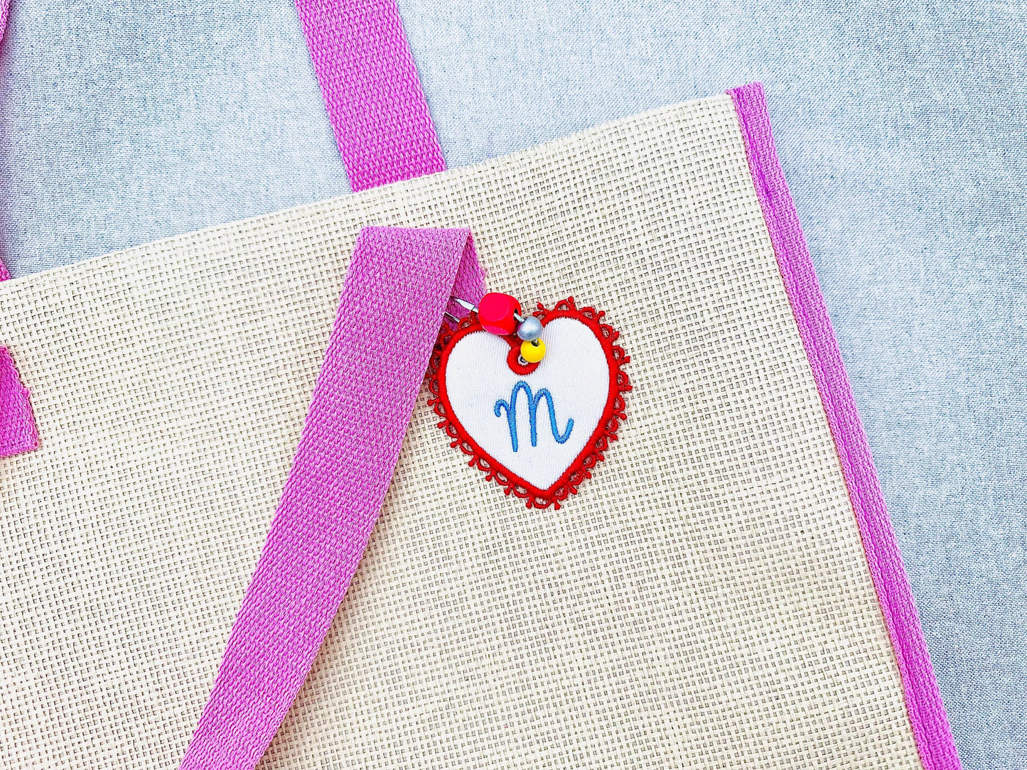 FSL Lace Heart Bag Tag Charm