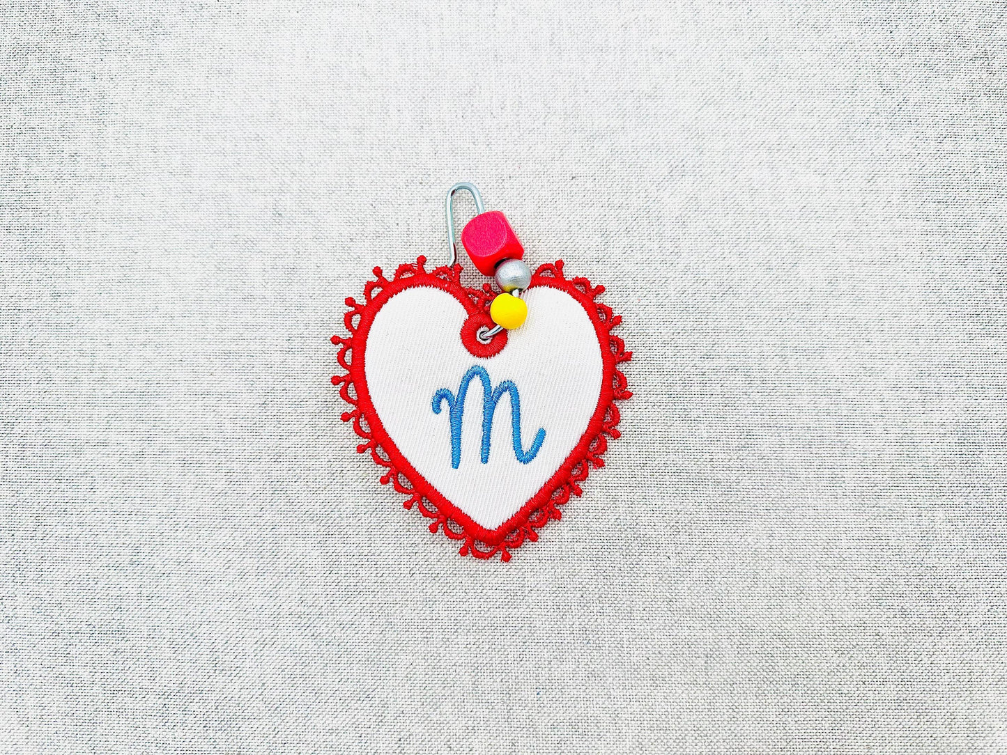 FSL Lace Heart Bag Tag Charm
