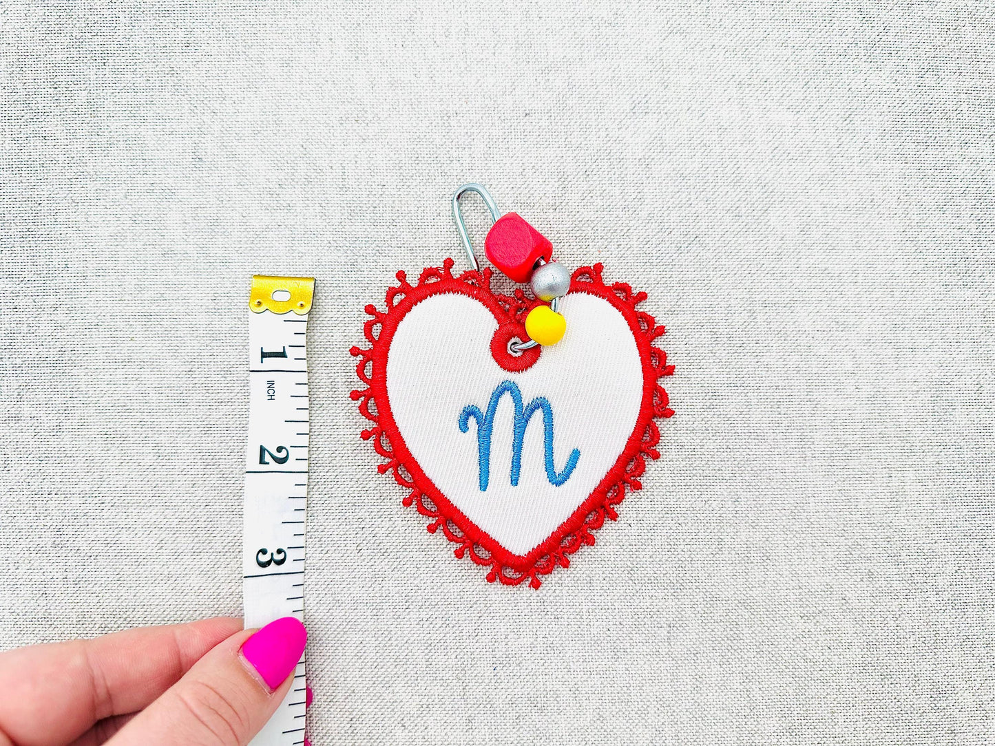 FSL Lace Heart Bag Tag Charm