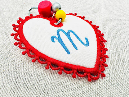 FSL Lace Heart Bag Tag Charm