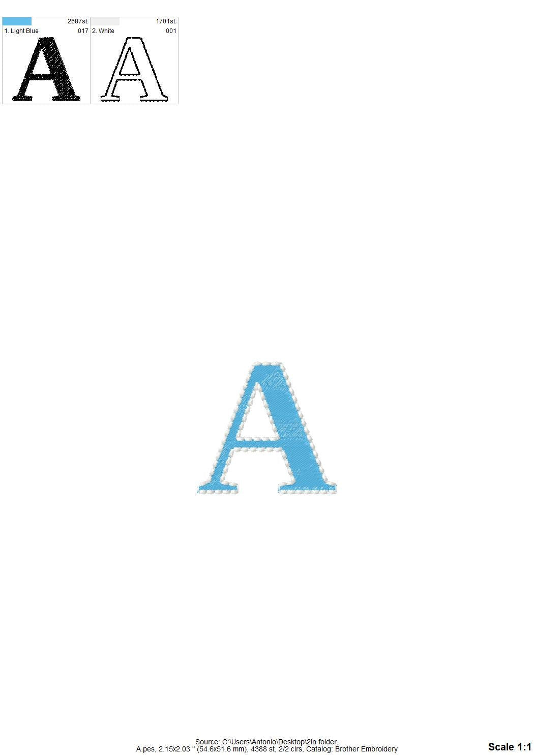 Fill stitch Font Tiffany