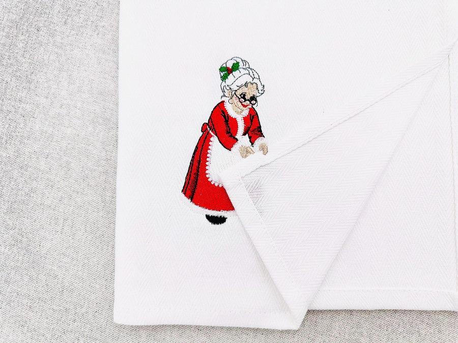 Lovely Playing Christmas Mrs Claus Santa stealing kitchen dish towel thief gift idea machine embroidery designs ITH