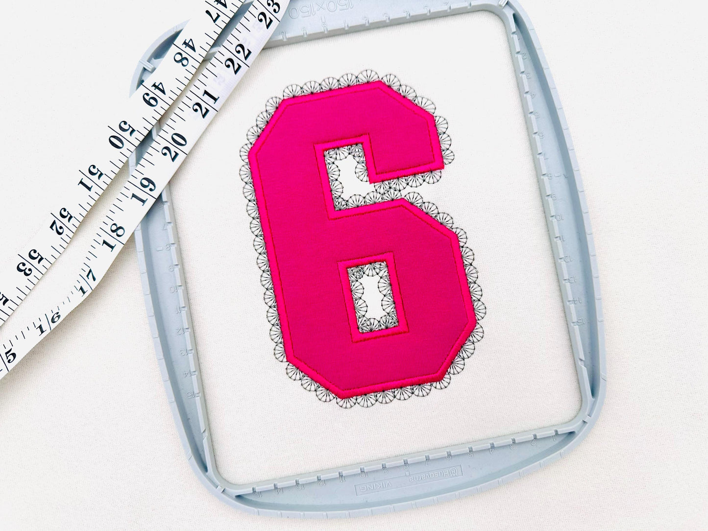 Varsity style Birthday Numbers Applique Lace Edge sport girls birthday Monogram machine embroidery designs