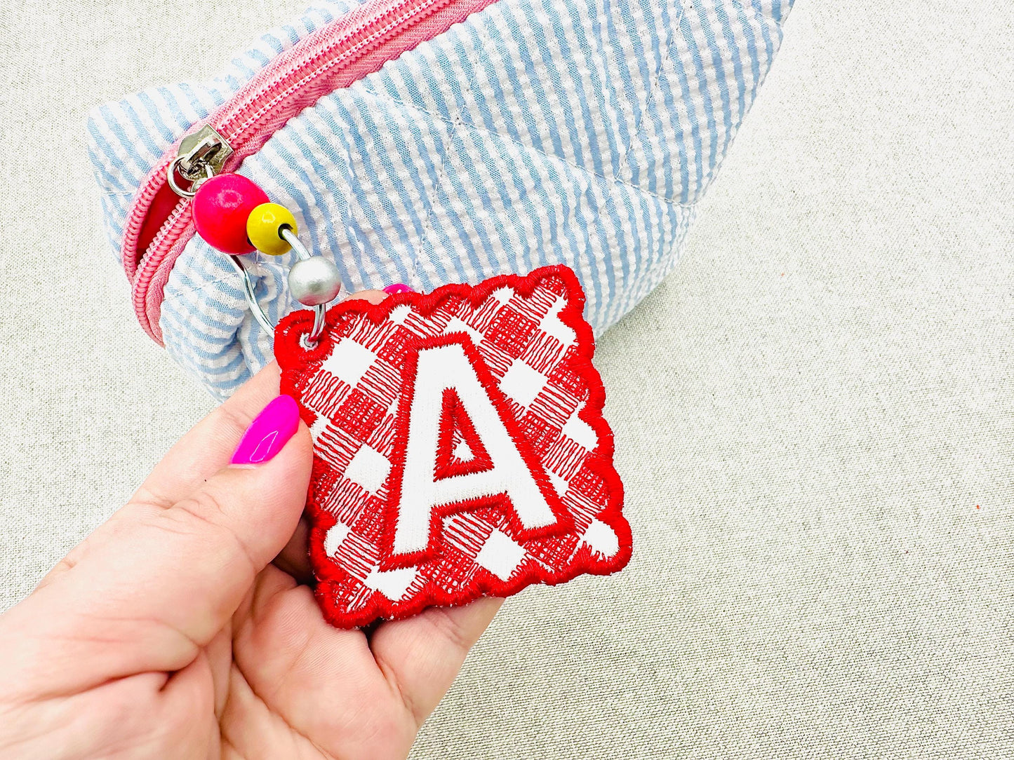 Scalloped Square Bag Tag Charm