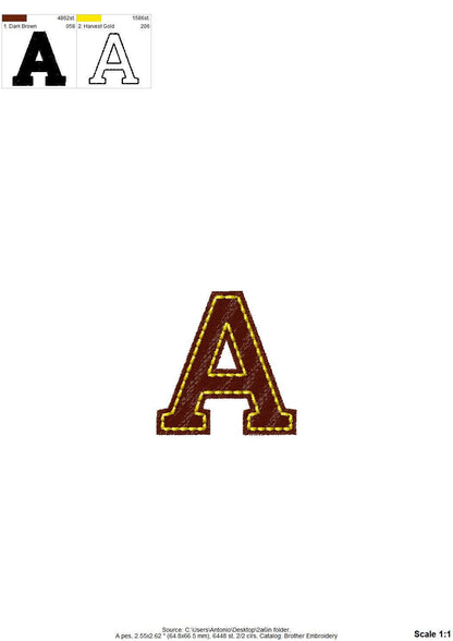 Fill stitch Font Rowan
