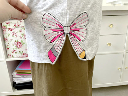 Teacher Pencil Bow Split Side Seam