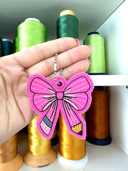 Teacher Pencil Bow Keychain