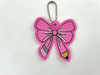 Teacher Pencil Bow Keychain