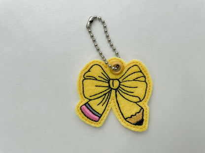 Teacher Pencil Bow Keychain ITH