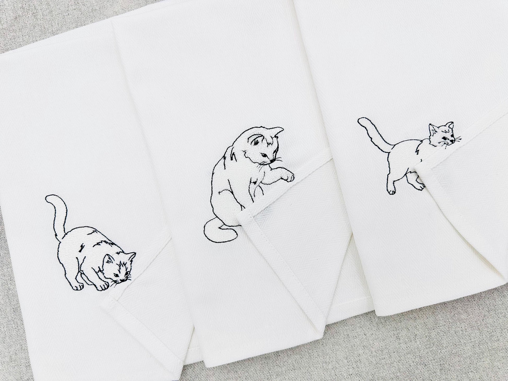 Playing Kitty Cat Kitten SET of 3 pet animal Thief kitchen dish towel kids machine embroidery designs ITH